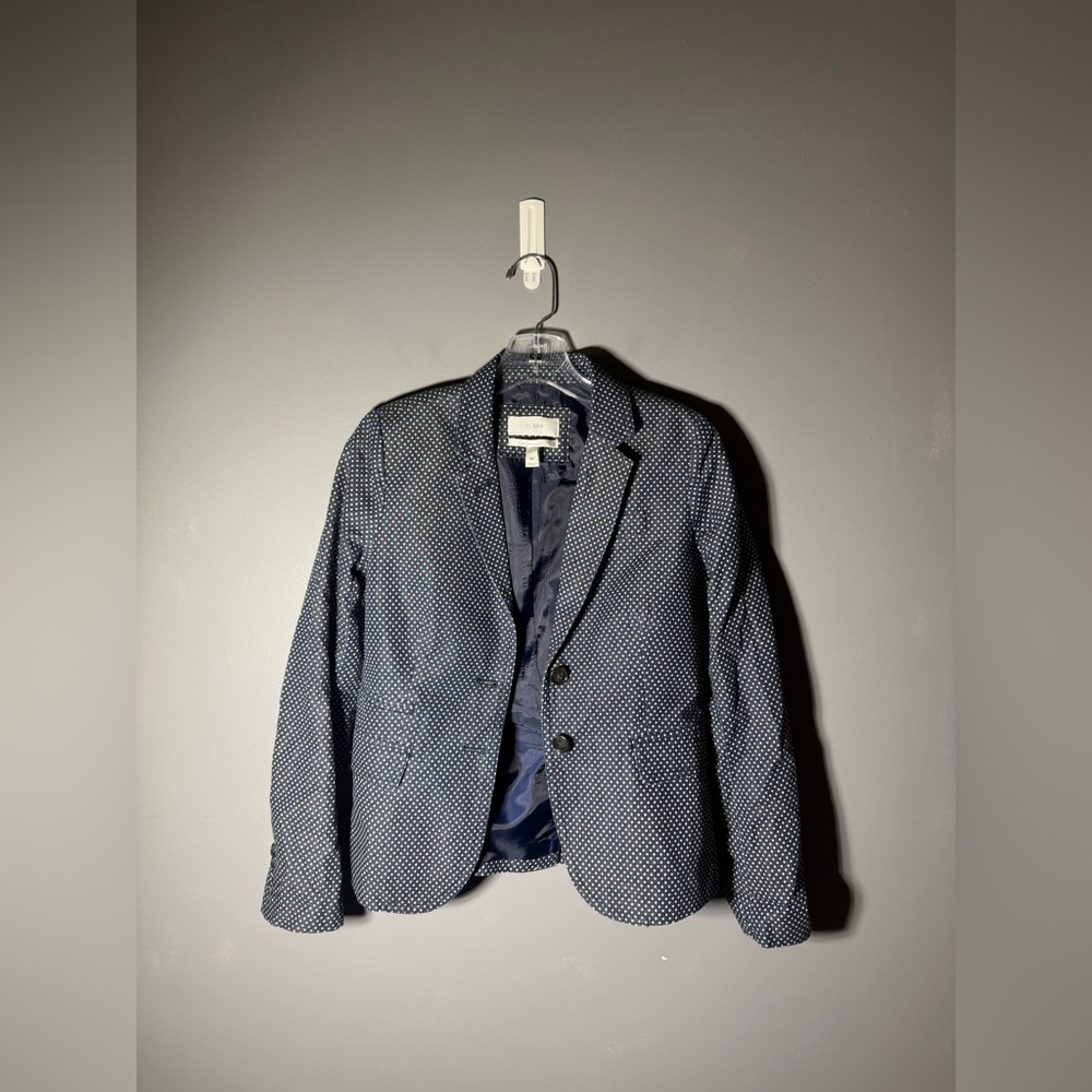 J.CREW Classic schoolboy blazer in indigo polka dot Size 00 - Picture 2 of 5